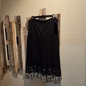 Elegant Vintage Black Skirt with Silver Accents